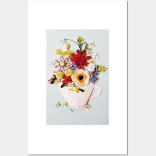 Printed Tea pot flower Posters and Art